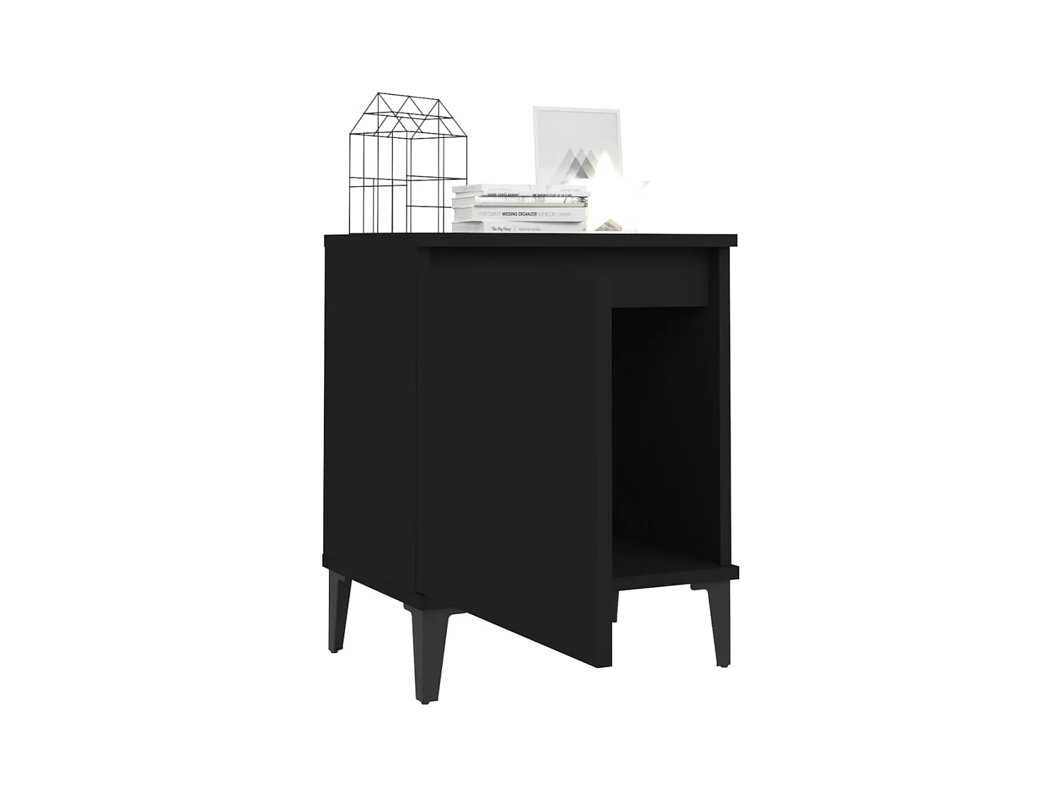 Nachtkastjes met metalen poten 40x30x50 cm zwart NL40277