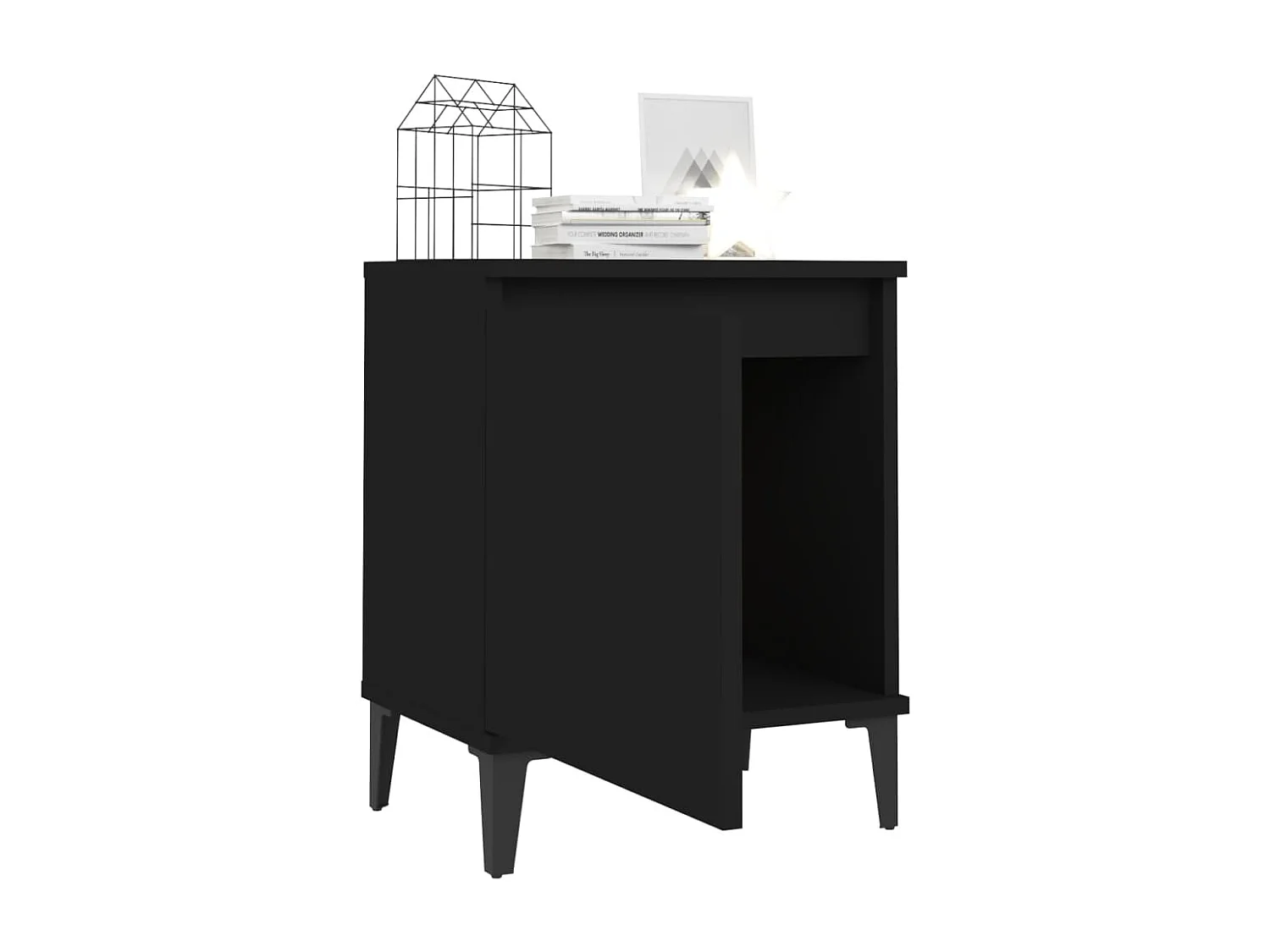 Nachtkastjes met metalen poten 40x30x50 cm zwart NL40277