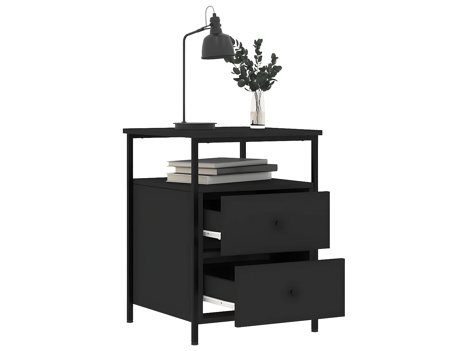 Nachtkastjes 2 st 44x45x60 cm bewerkt hout zwart NL11002