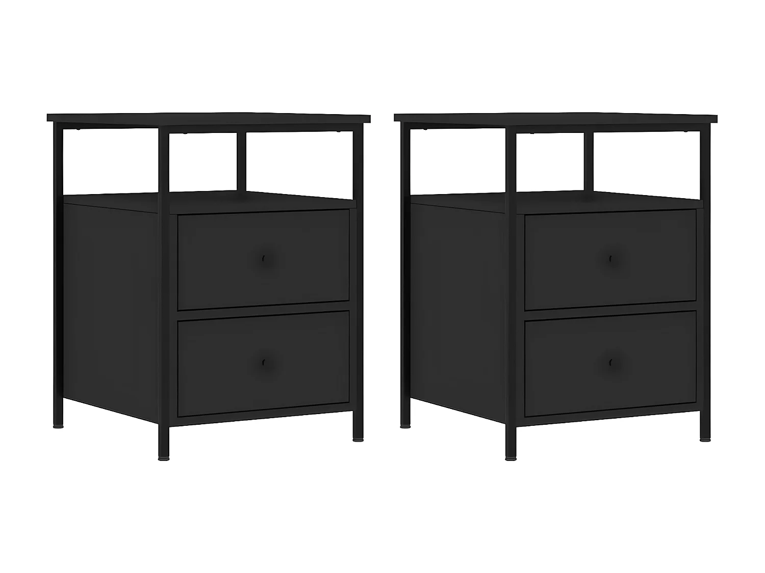 Lote de 2 Mesitas de noche madera de ingeniería negro 44x45x60 cm ES58291