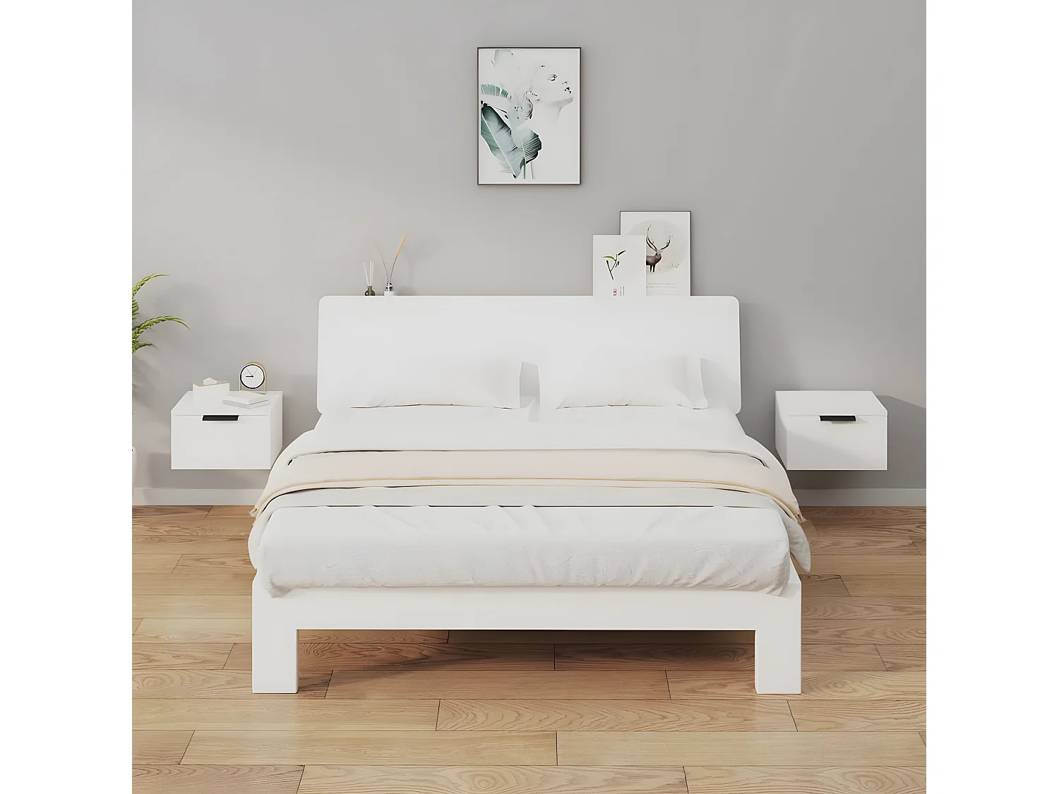 Lot de 2 Tables de chevet murales Blanc 34x30x20 cm WVGQ3870