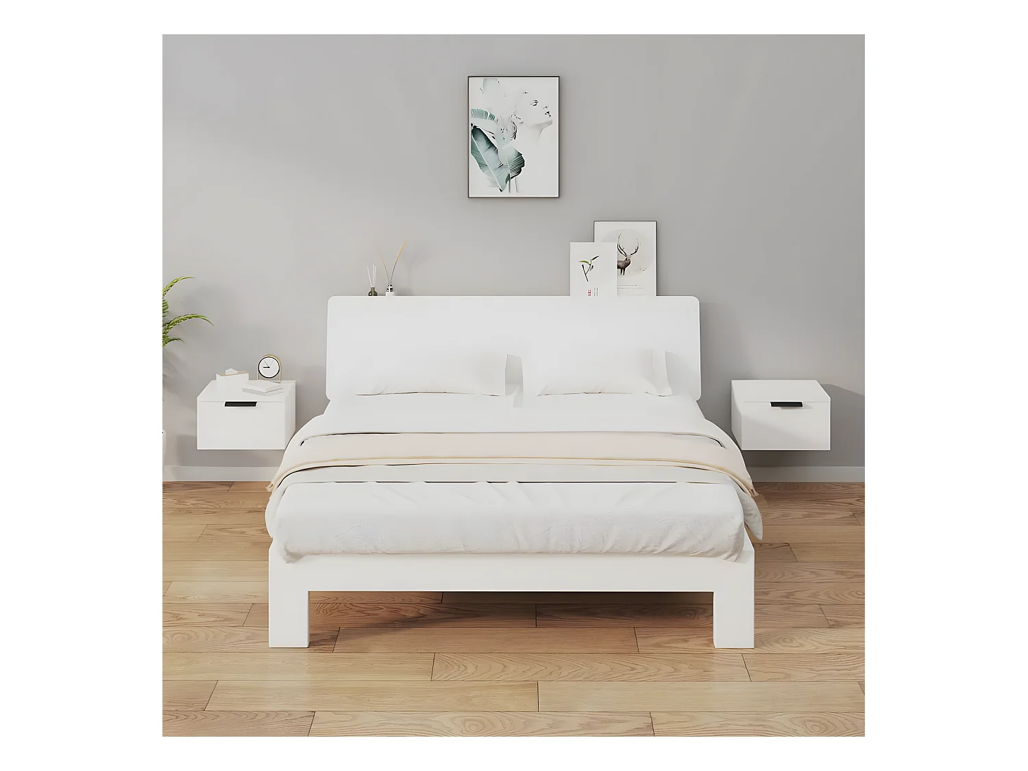 Lot de 2 Tables de chevet murales Blanc 34x30x20 cm WVGQ3870