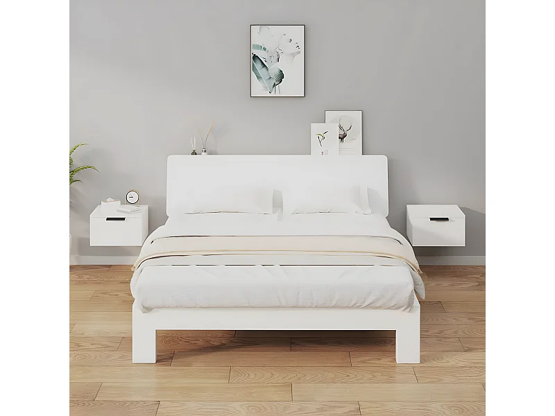 Lot de 2 Tables de chevet murales Blanc 34x30x20 cm WVGQ3870