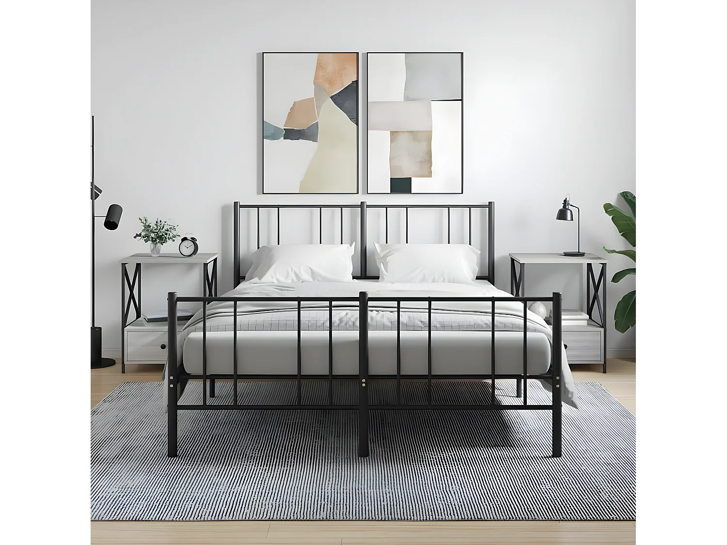 Nachtkastjes 2 st 50x41x65 cm bewerkt hout grijs sonoma eiken NL12047