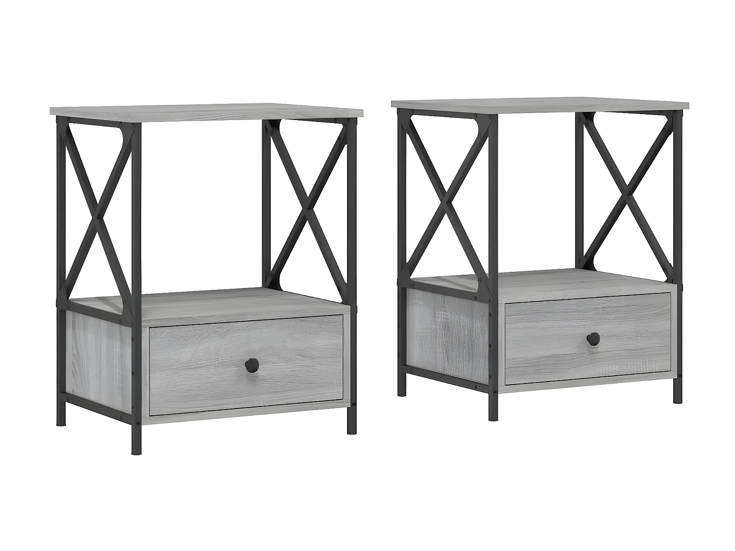 Nachtkastjes 2 st 50x41x65 cm bewerkt hout grijs sonoma eiken NL12047