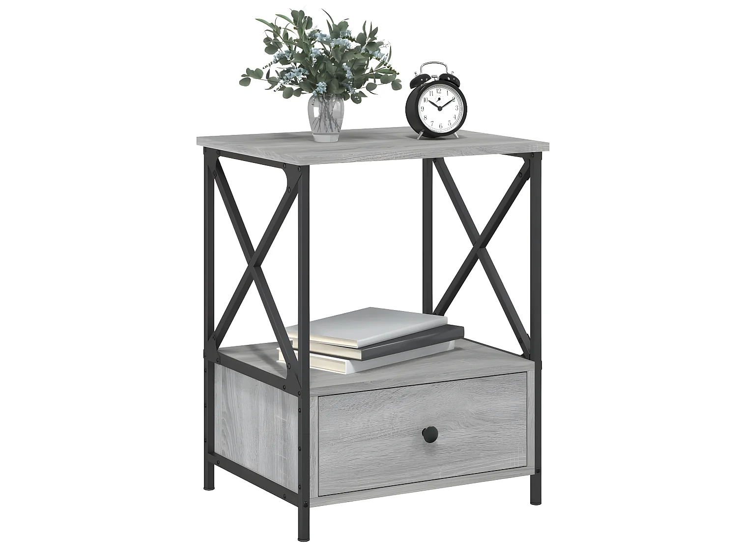 Nachtkastjes 2 st 50x41x65 cm bewerkt hout grijs sonoma eiken NL12047