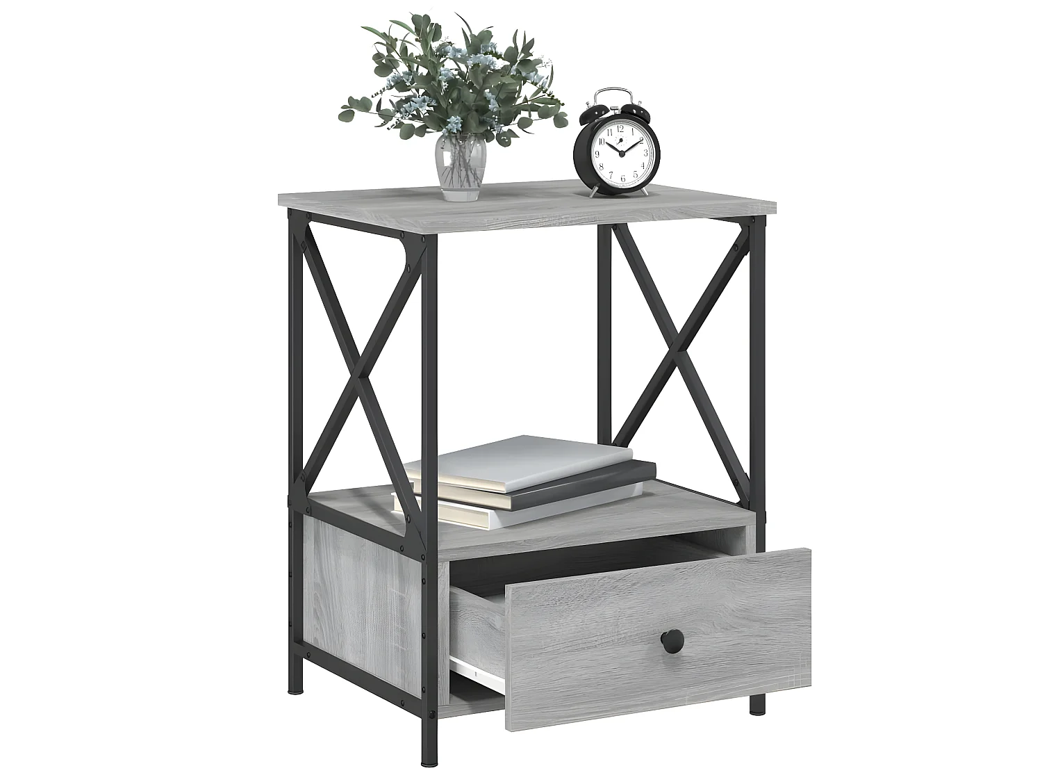 Nachtkastjes 2 st 50x41x65 cm bewerkt hout grijs sonoma eiken NL12047