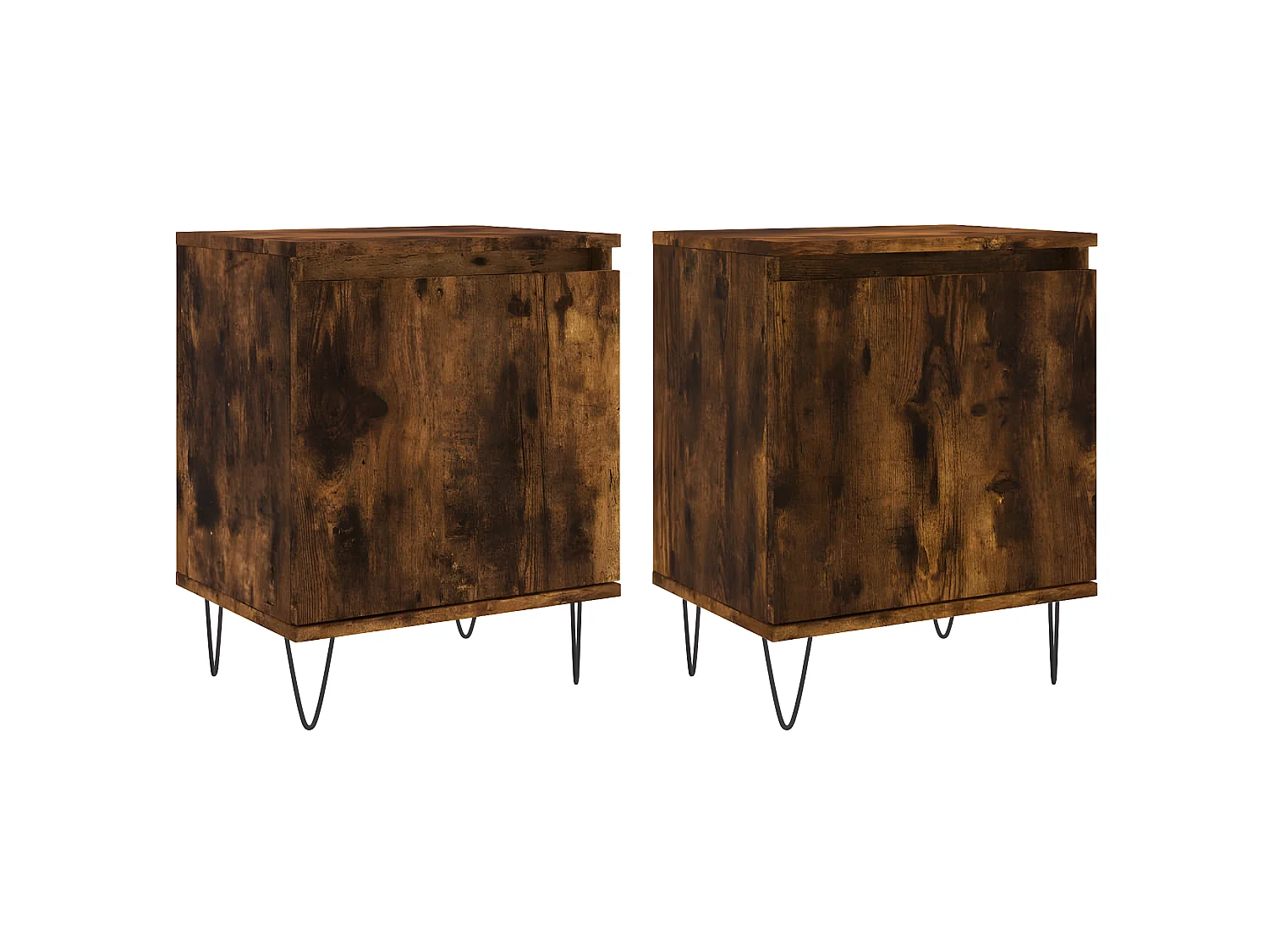 Lot de 2 Tables de chevet chêne fumé 40x30x50 cm bois d'ingénierie WVGQ4864