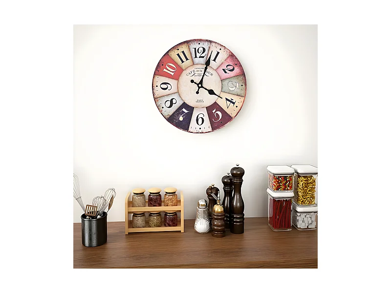 Reloj de pared vintage colorido 30 cm ES615373