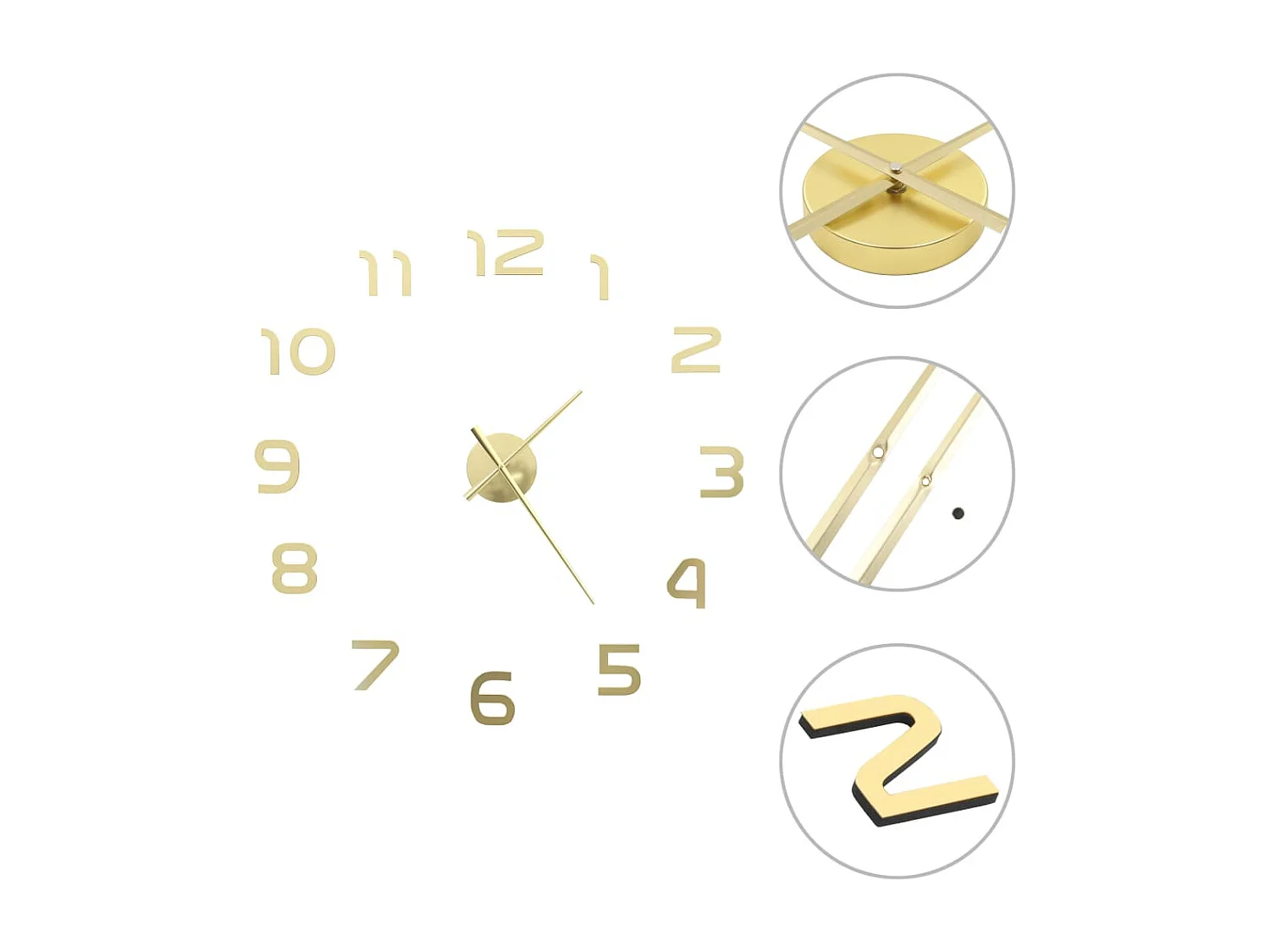 Relógio de parede 3D com design moderno 100 cm XXL dourado PT636359
