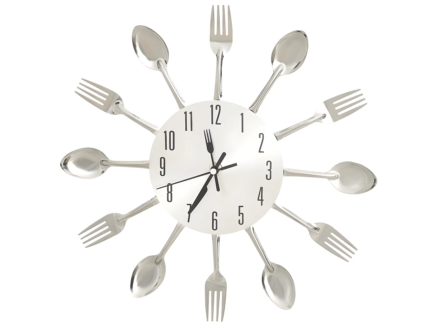Horloge murale et cuillère et fourchette Argenté 31cm Aluminium WVGQ2220