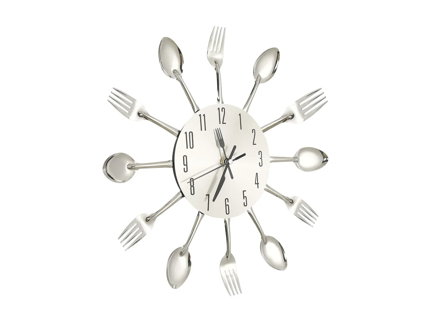 Reloj de pared diseño cuchara y tenedor plateado 31 cm aluminio ES906791