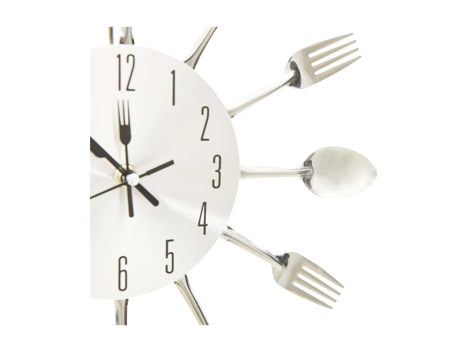 Reloj de pared diseño cuchara y tenedor plateado 31 cm aluminio ES906791