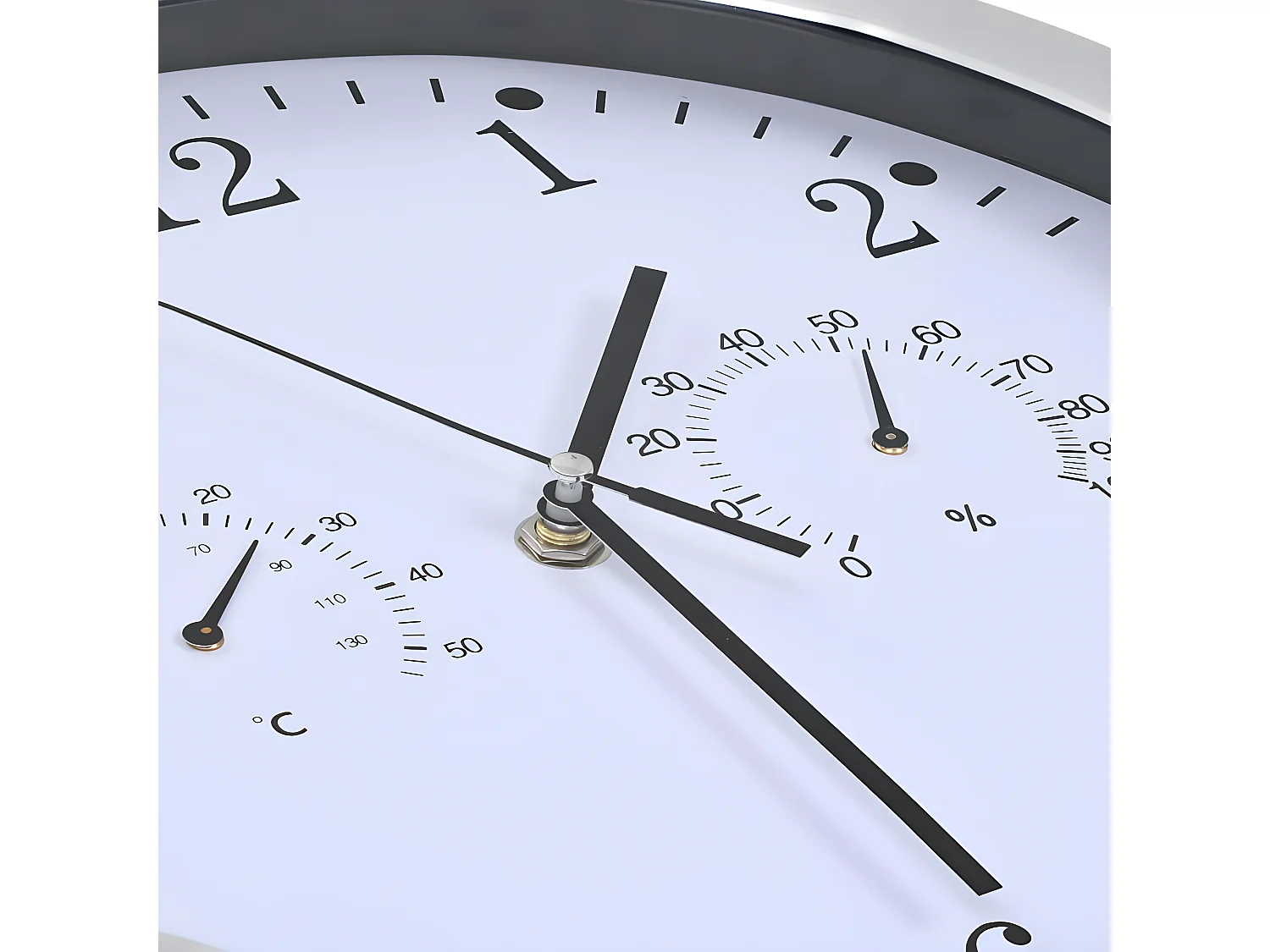 Horloge murale à quartz Hygromètre et thermomètre 30 cm Blanc WVGQ9234