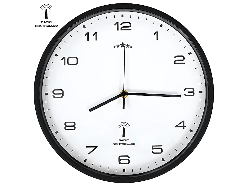 Wandklok met quartz uurwerk radiogestuurd 31 cm wit en zwart NL167109