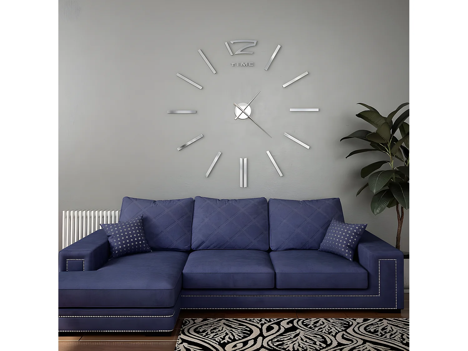 Horloge murale 3D Design moderne 100 cm XXL Argenté WVGQ1485