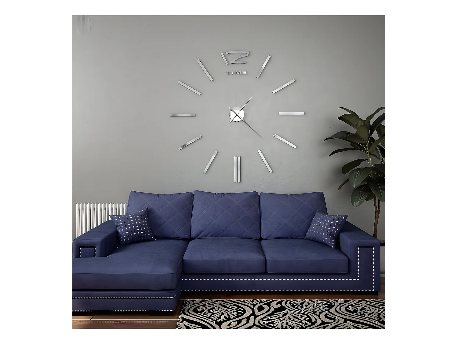 Horloge murale 3D Design moderne 100 cm XXL Argenté WVGQ1485