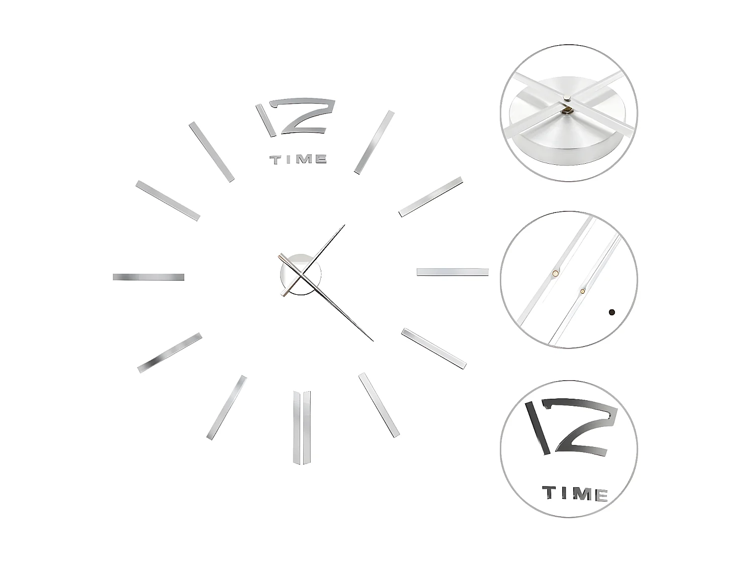 Reloj de pared 3D con diseño moderno 100 cm XXL plateado ES404526