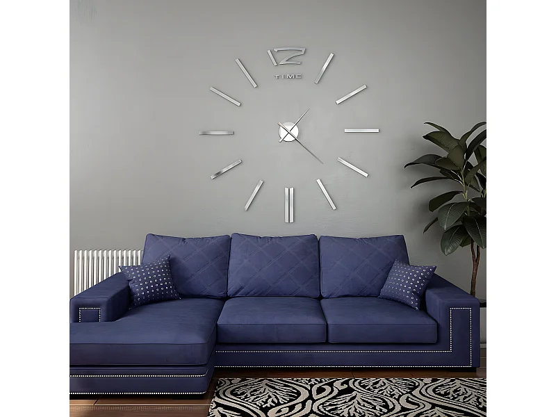 Horloge murale 3D Design moderne 100 cm XXL Argenté WVGQ1485