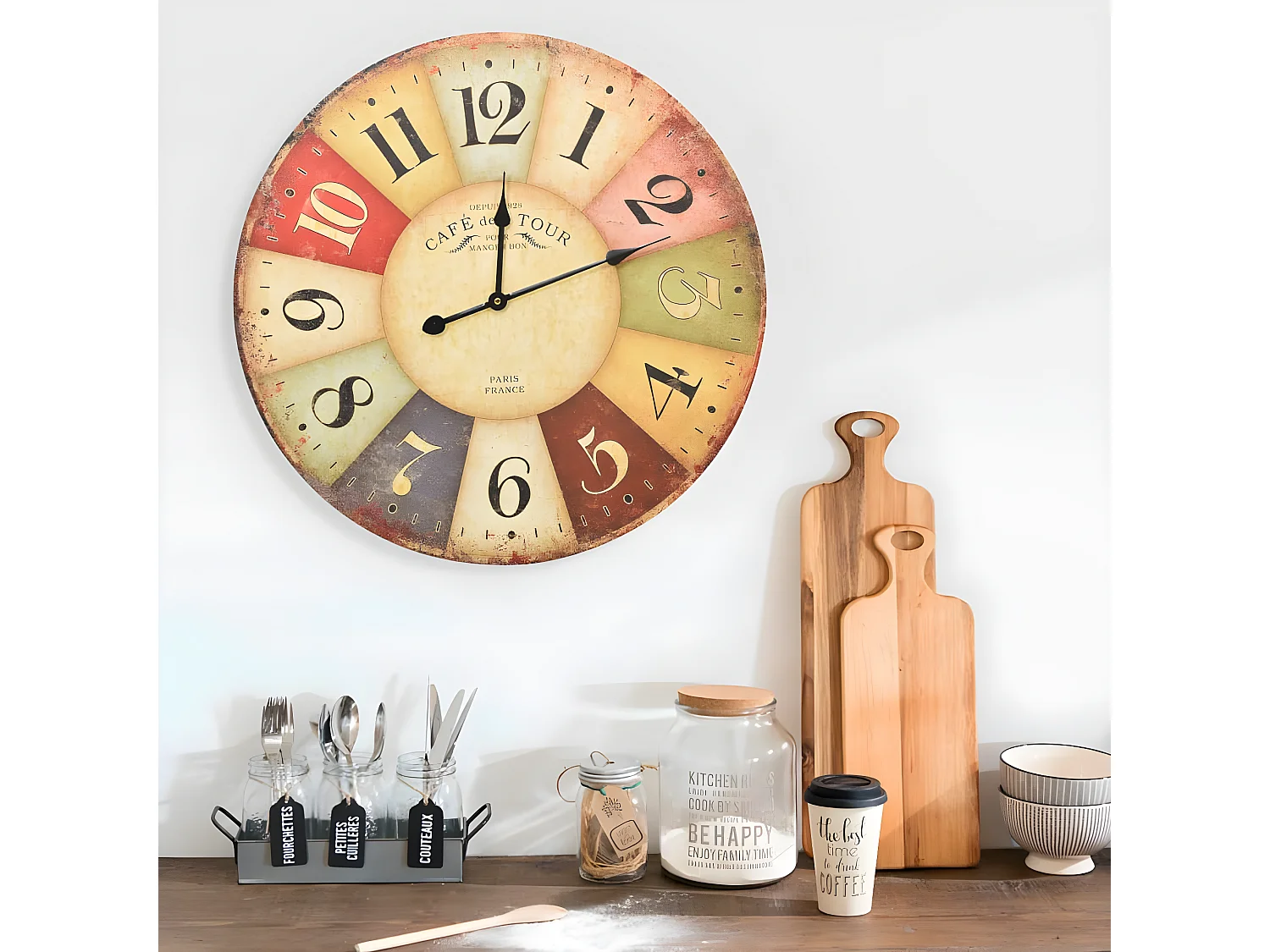 Reloj de pared vintage colorido 60 cm ES169708