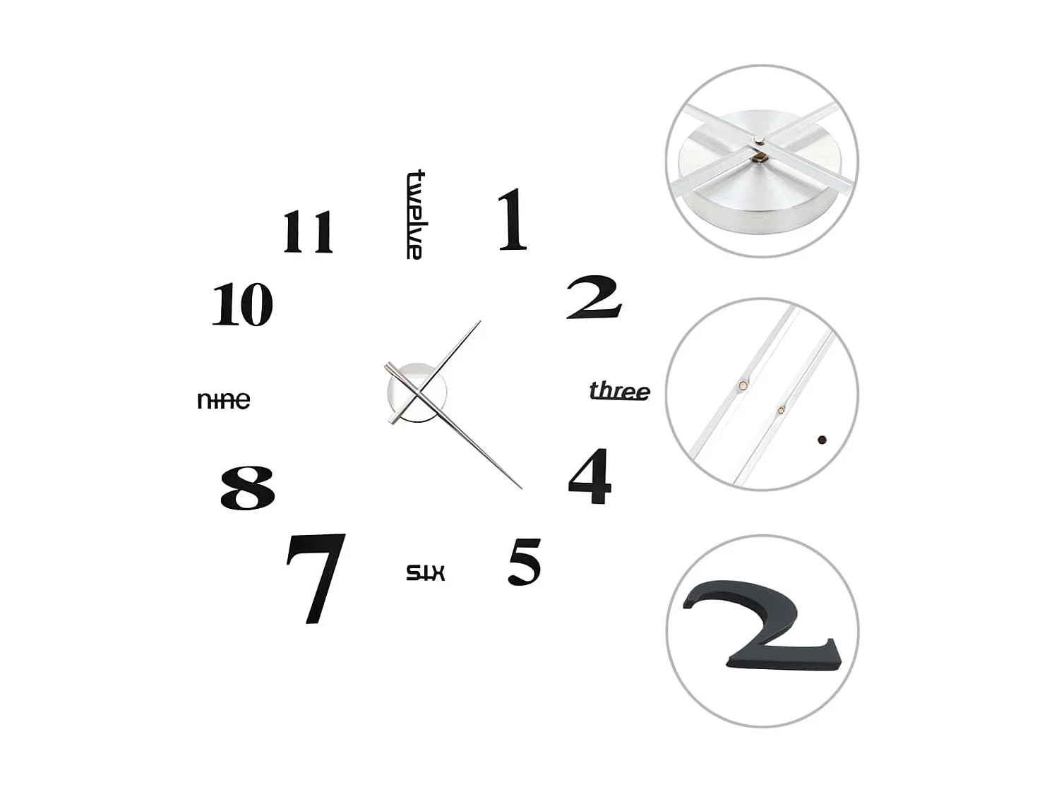 Horloge murale 3D Design moderne 100 cm XXL Noir WVGQ7833
