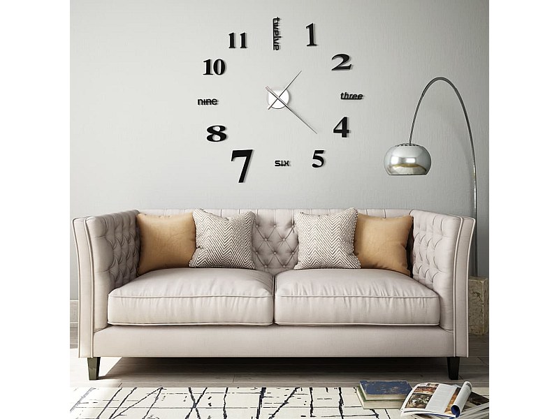 Reloj 3D de pared con diseño moderno 100 cm XXL negro ES648634