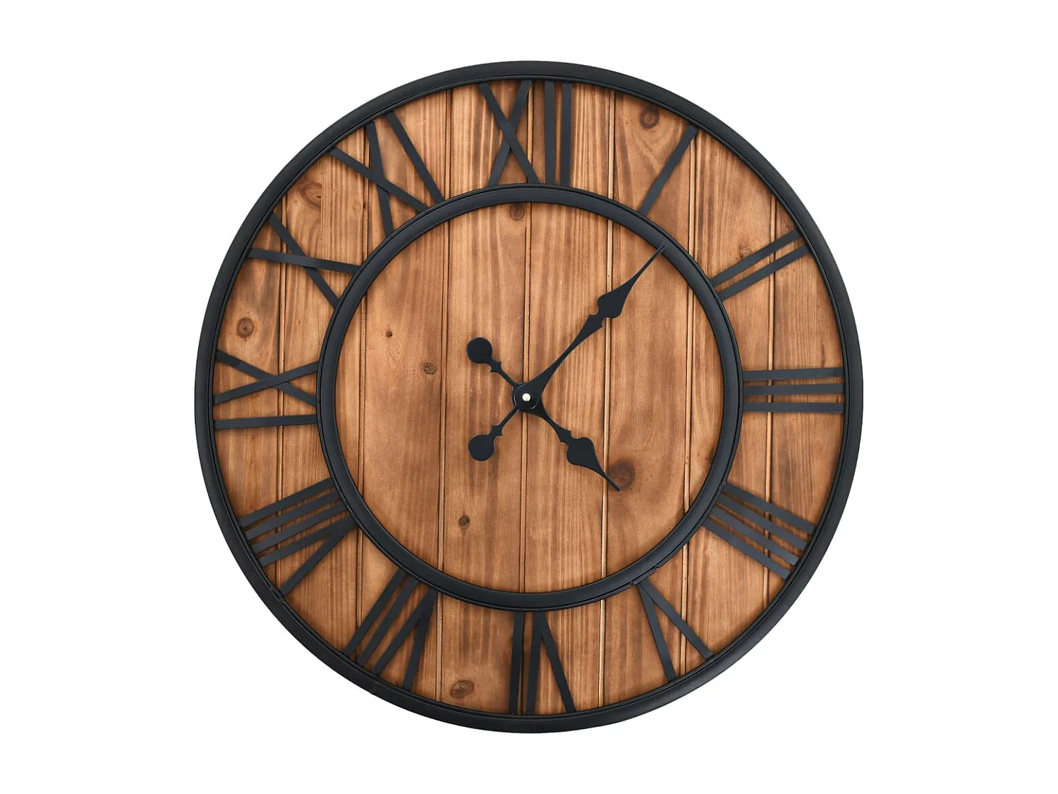 Horloge murale vintage à quartz Bois et métal 60 cm XXL WVGQ9447