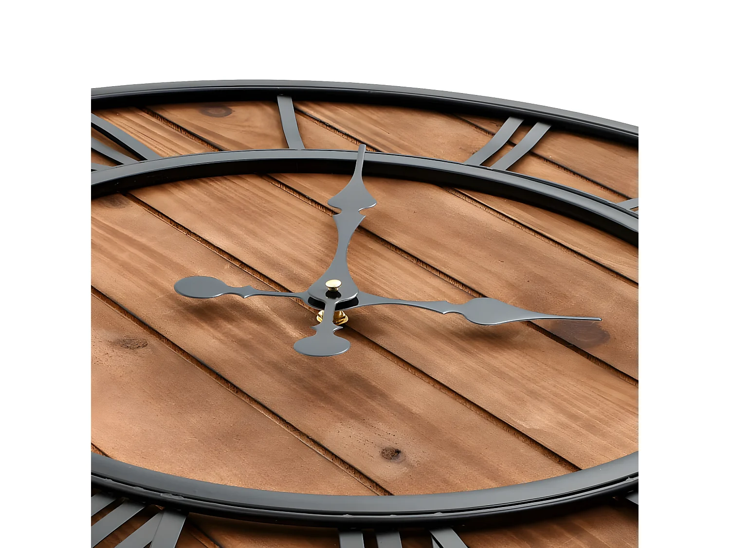 Horloge murale vintage à quartz Bois et métal 60 cm XXL WVGQ9447