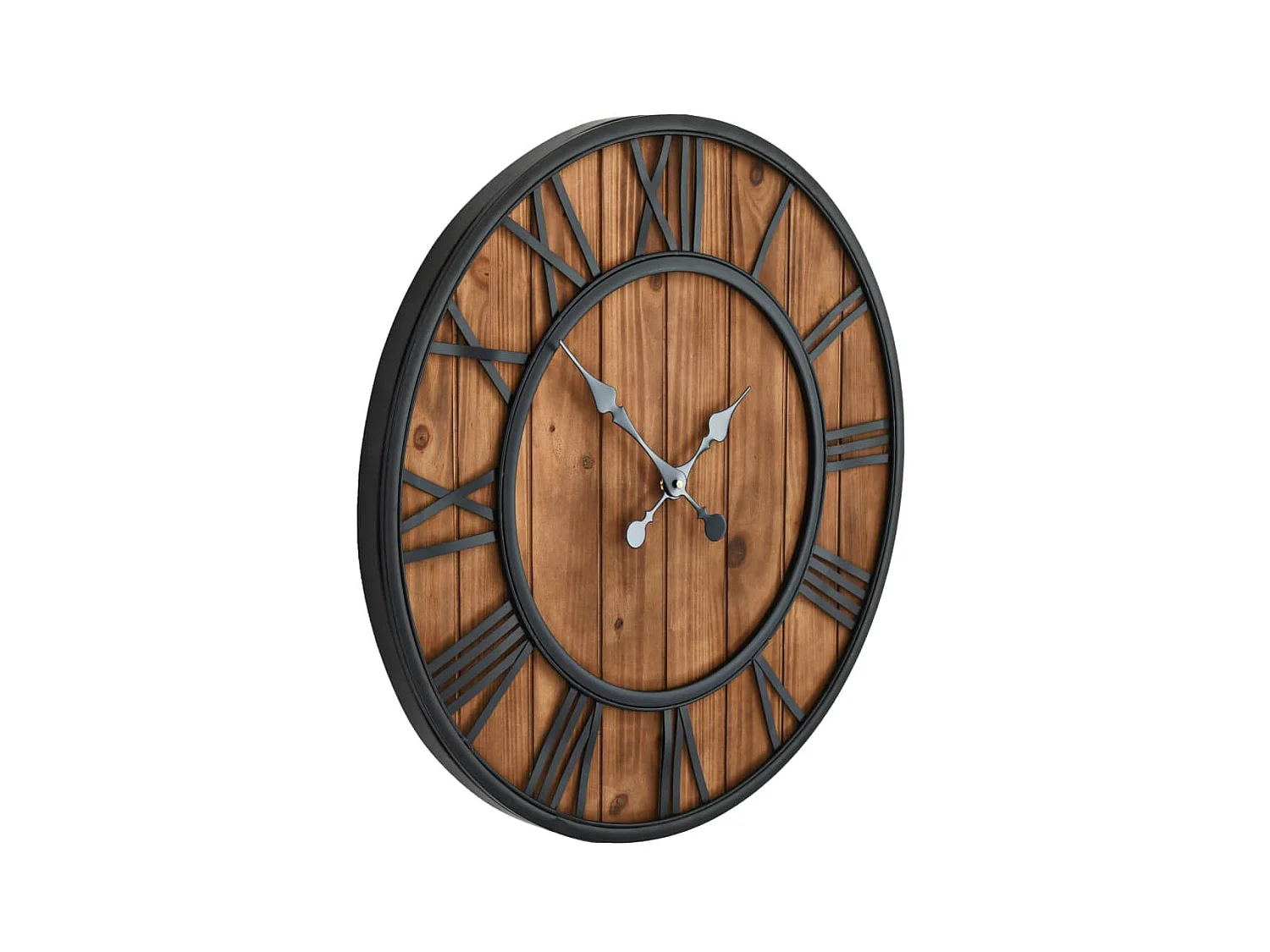 Reloj de pared vintage movimiento cuarzo madera metal 60 cm XXL ES413888