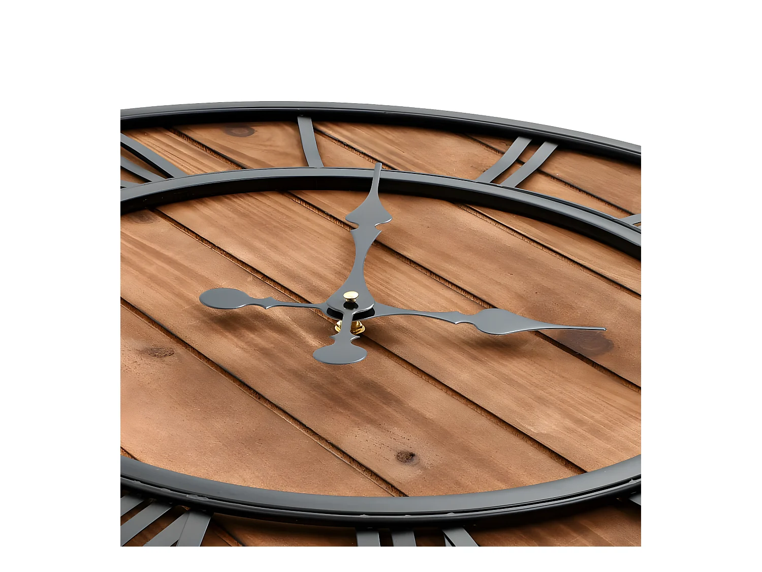 Reloj de pared vintage movimiento cuarzo madera metal 60 cm XXL ES413888