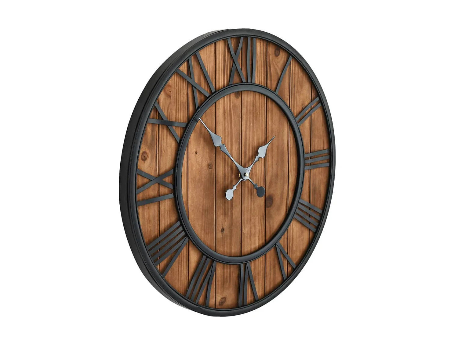 Horloge murale vintage à quartz Bois et métal 60 cm XXL WVGQ9447