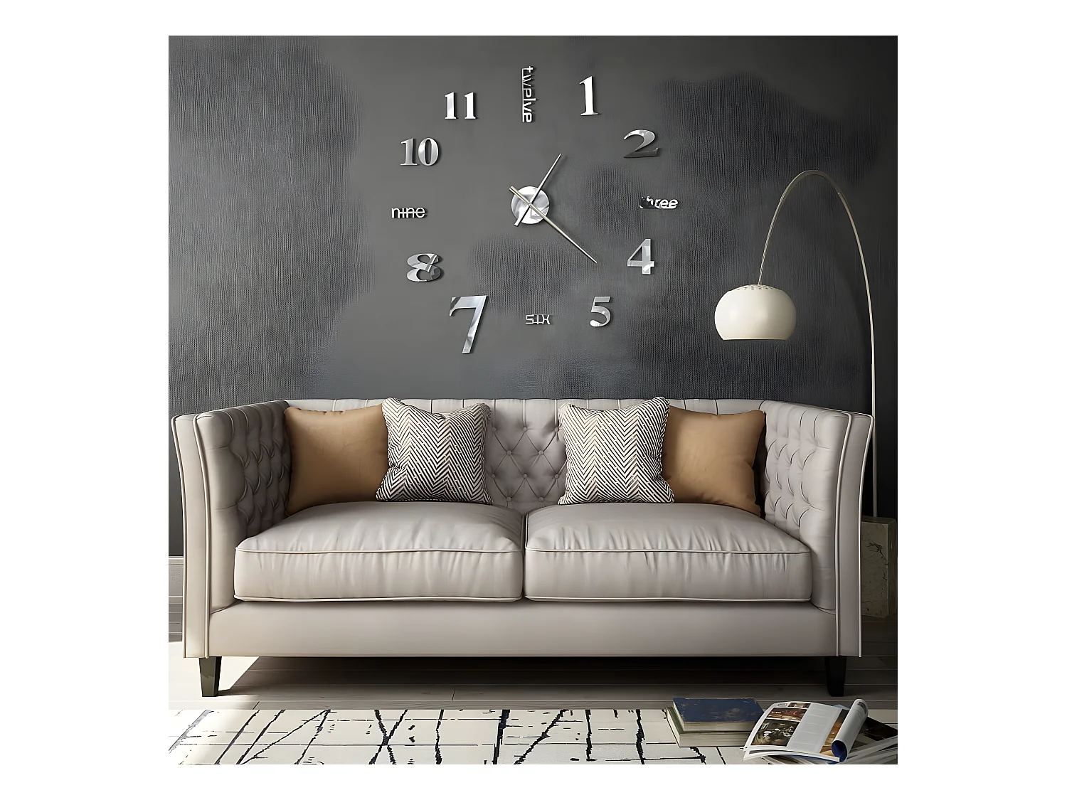 Horloge murale 3D Design moderne 100 cm XXL Argenté WVGQ8308