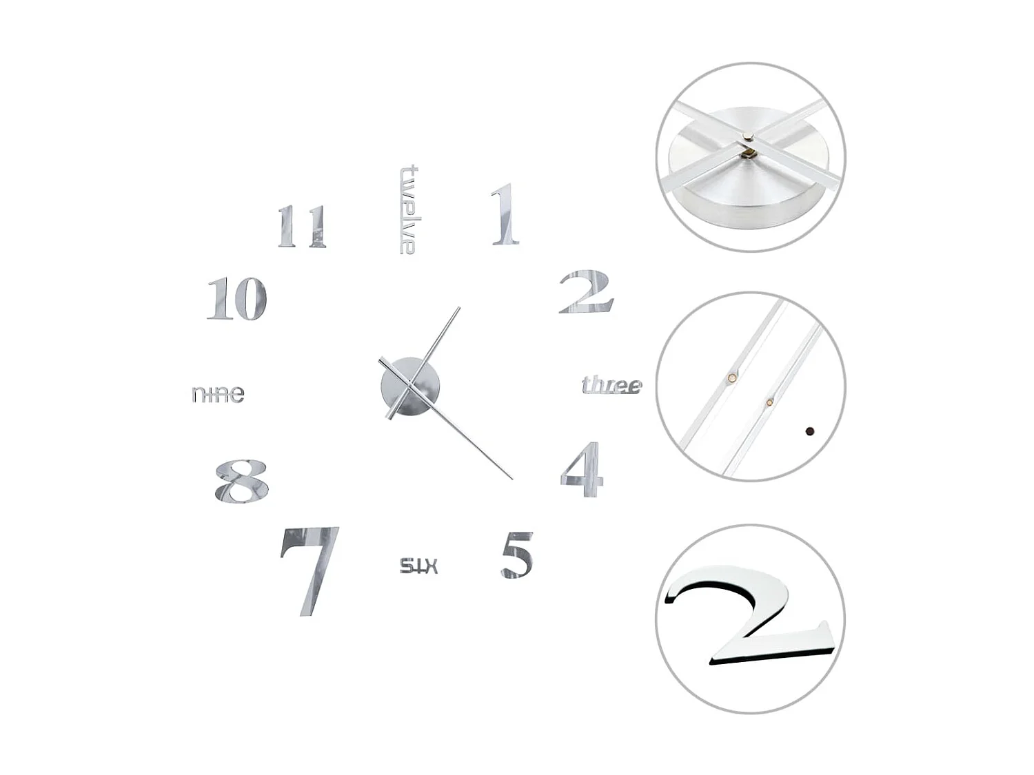 Horloge murale 3D Design moderne 100 cm XXL Argenté WVGQ8308