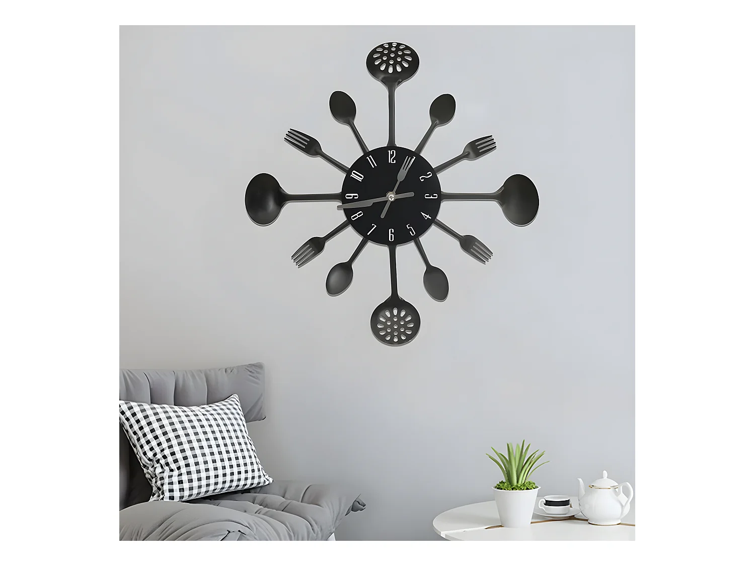 Horloge murale et cuillère avec fourchette Noir 40 cm Aluminium WVGQ3553