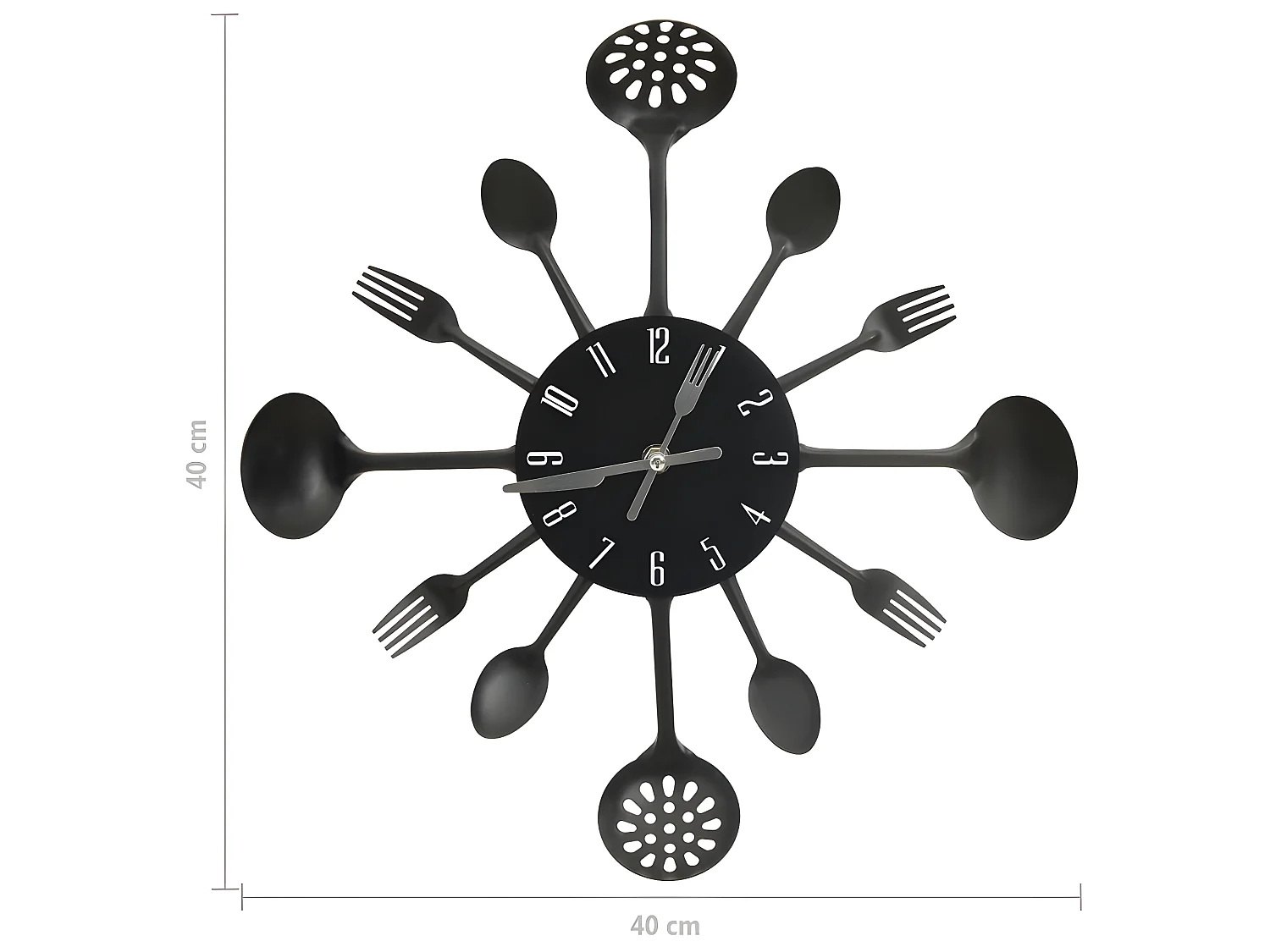 Horloge murale et cuillère avec fourchette Noir 40 cm Aluminium WVGQ3553