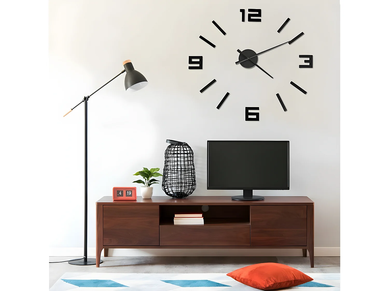Horloge murale 3D Design moderne Noir 100 cm XXL WVGQ9836