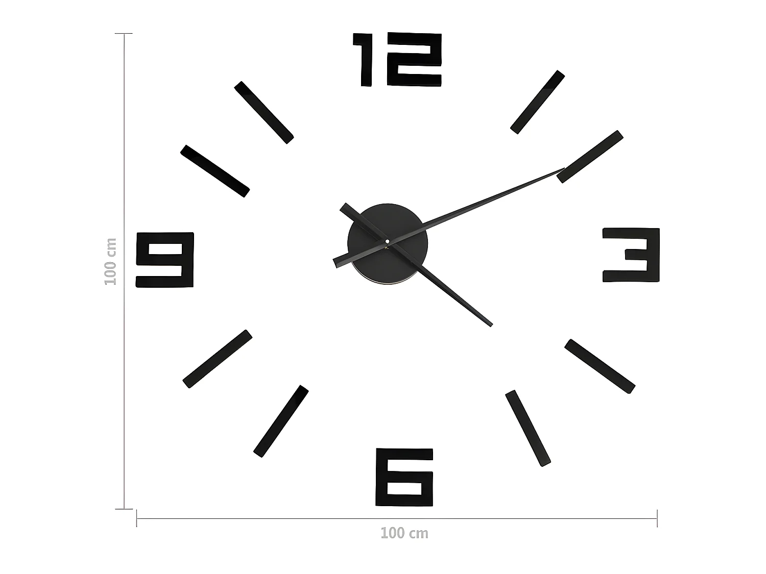 Horloge murale 3D Design moderne Noir 100 cm XXL WVGQ9836