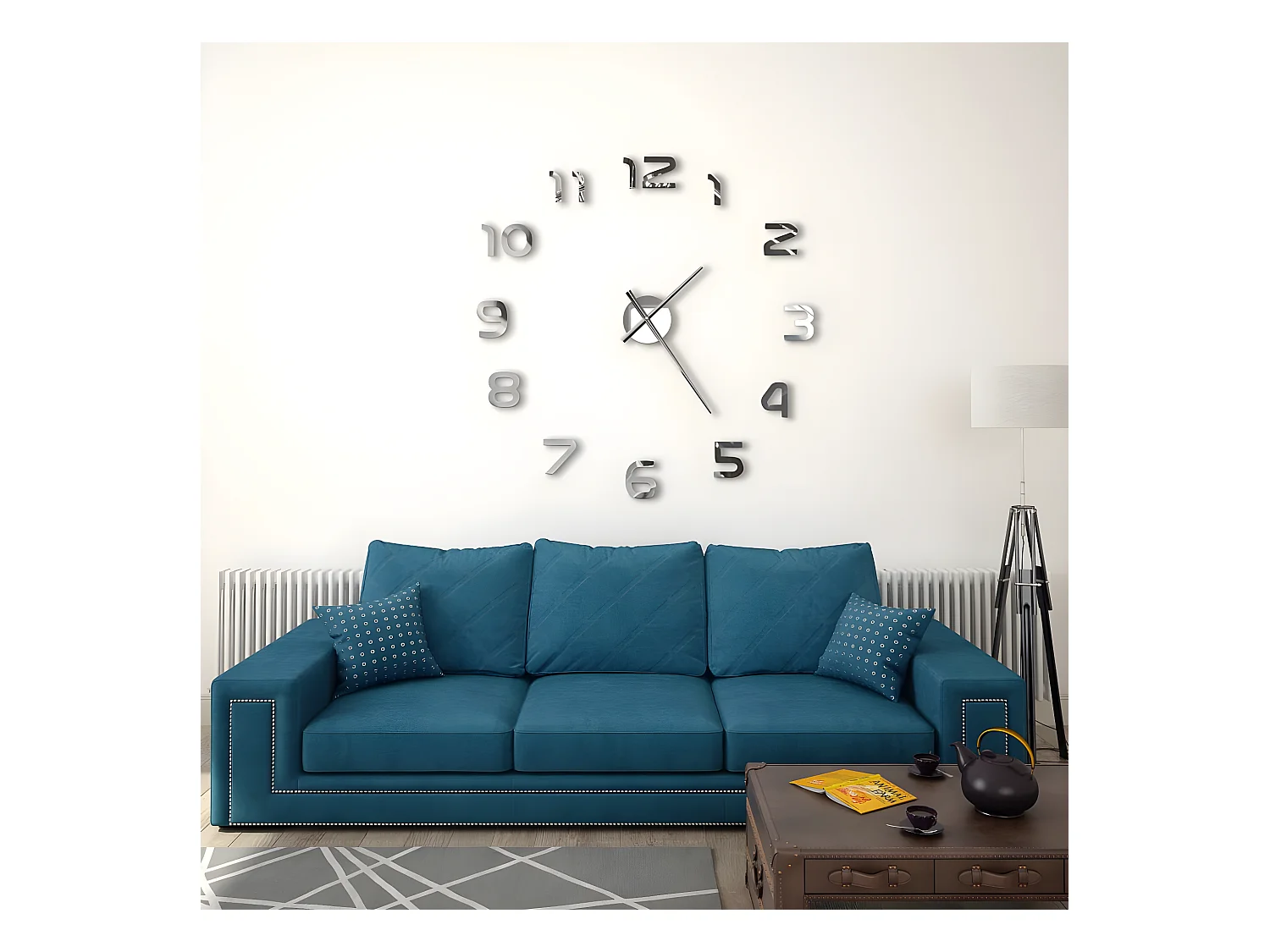Horloge murale 3D Design moderne 100 cm XXL Argenté WVGQ9390