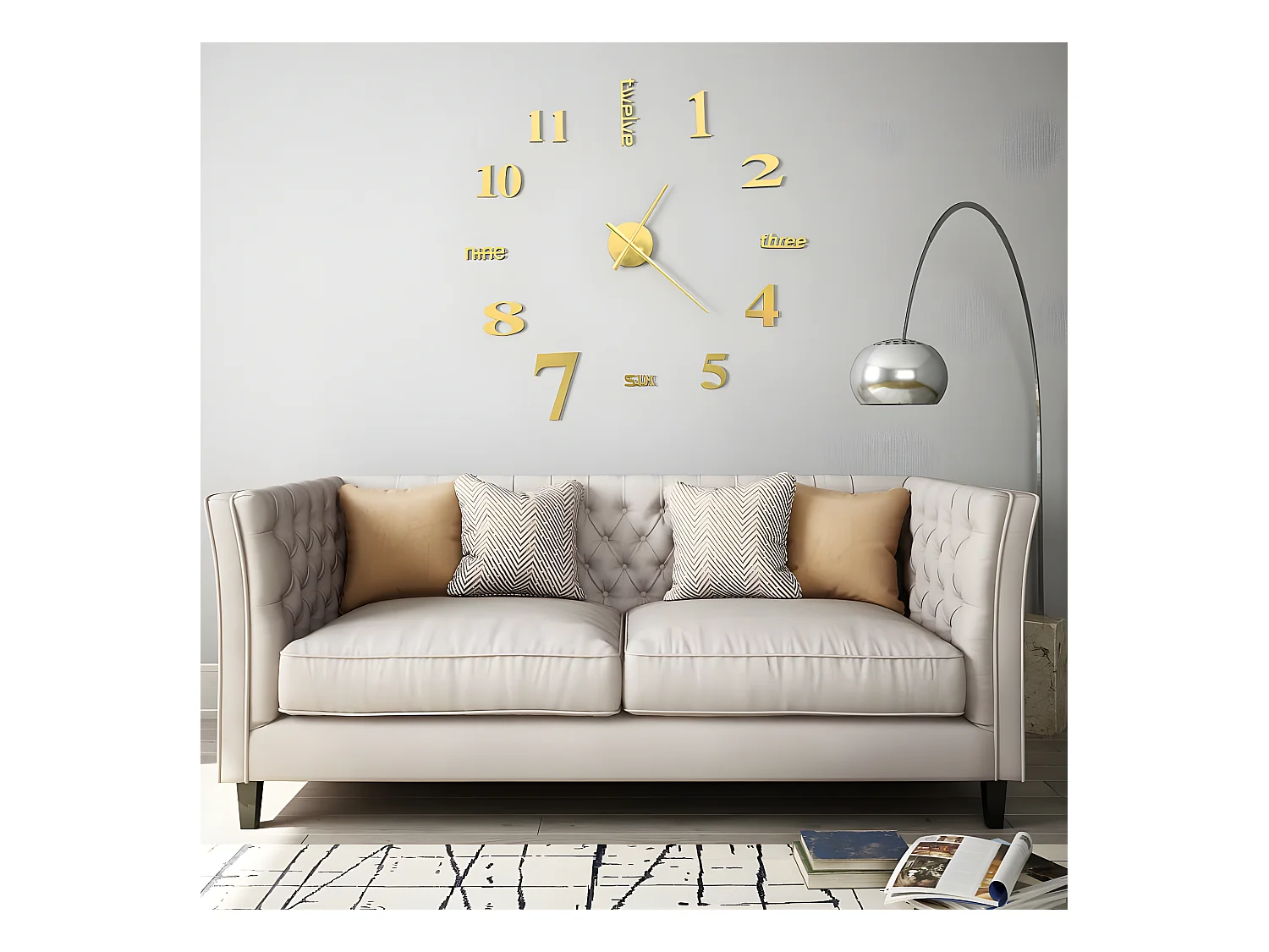Horloge murale 3D Design moderne 100 cm XXL Doré WVGQ1511
