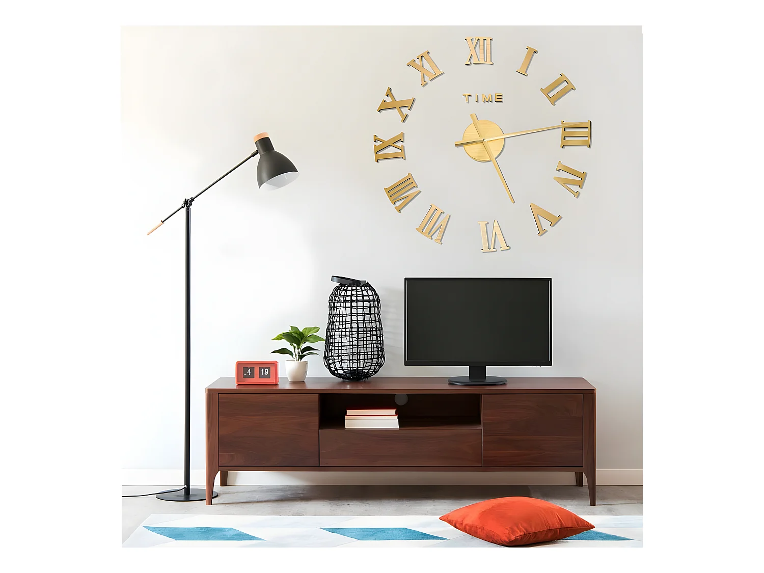 Horloge murale 3D Design moderne Doré 100 cm XXL WVGQ2135