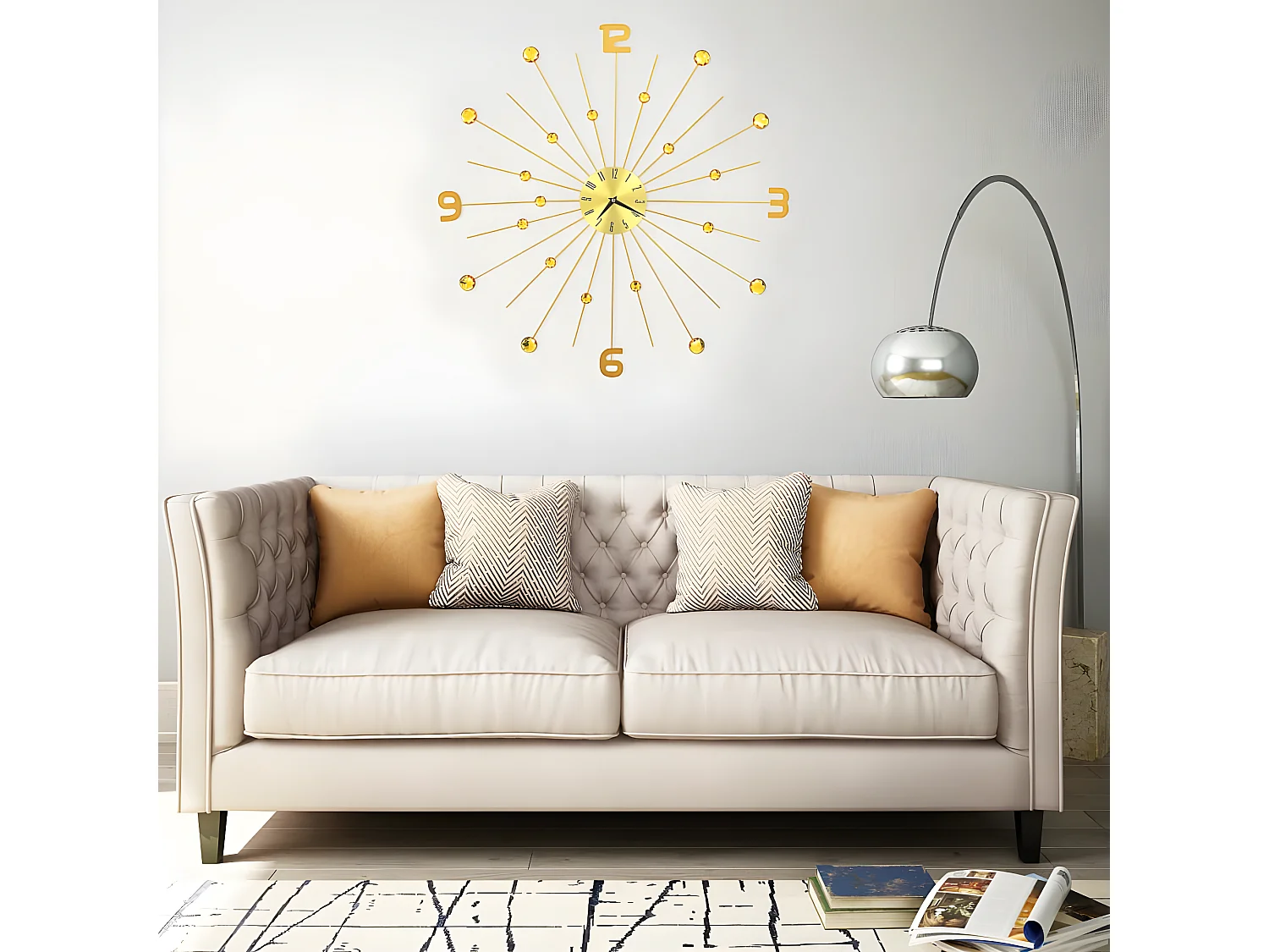 Wandklok 70 cm metaal goudkleurig NL583199