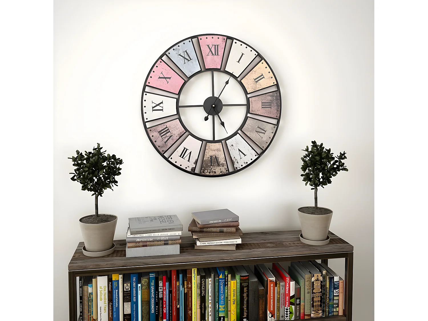 Reloj de pared vintage movimiento cuarzo 60 cm XXL ES635707