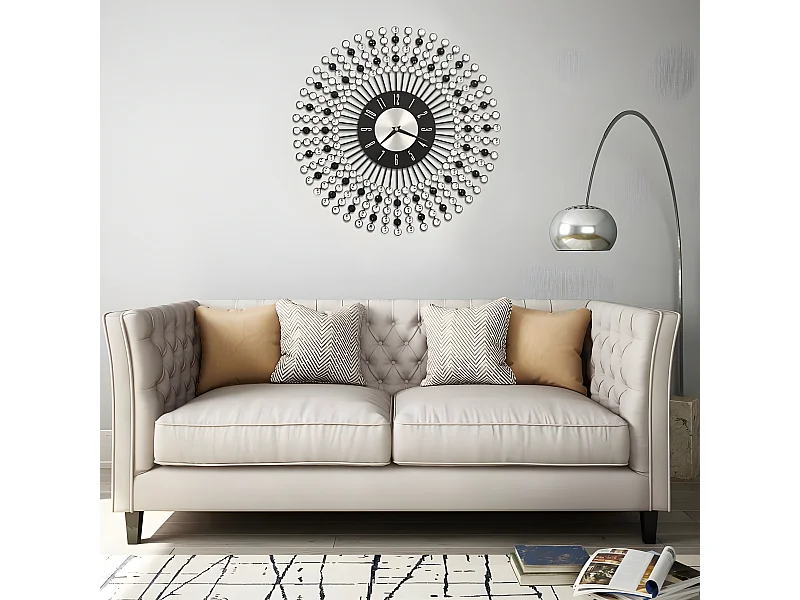 Wandklok 43 cm metaal zwart NL594019