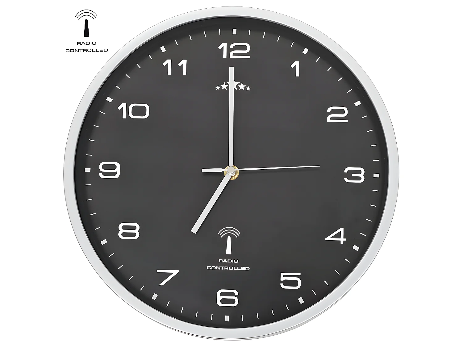 Reloj de pared radiocontrol movimiento de cuarzo 31 cm negro ES387368