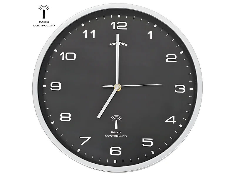 Wandklok met quartz uurwerk radiogestuurd 31 cm zwart NL310306