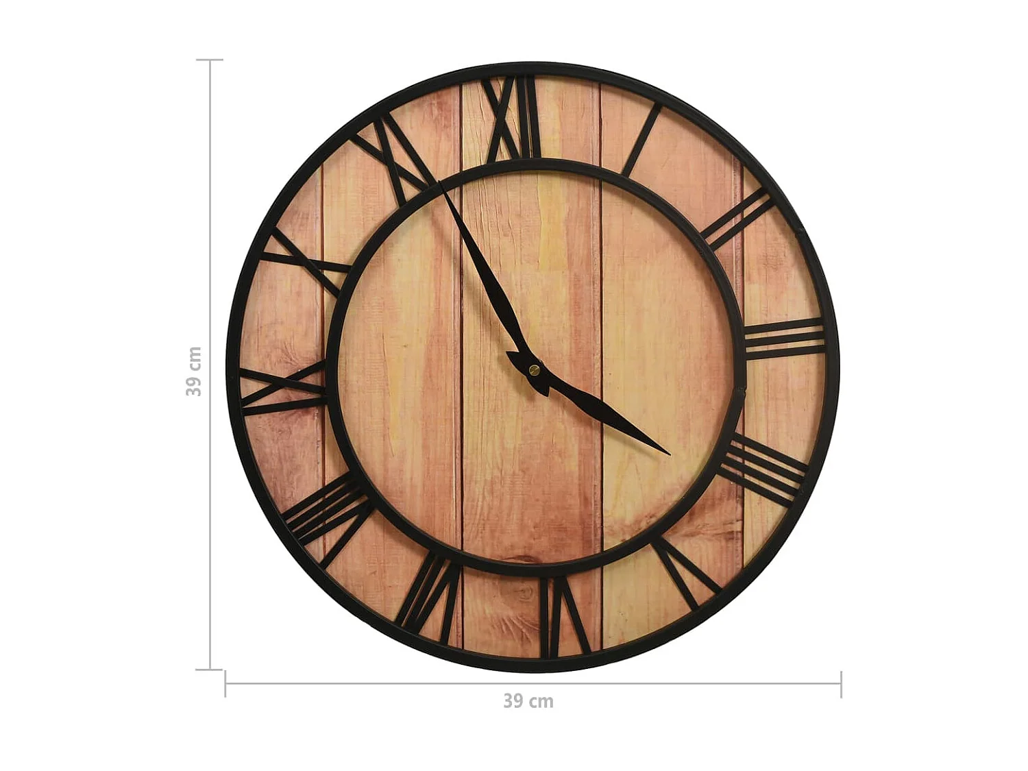 Reloj de pared MDF y hierro marrón y negro 39 cm ES943398