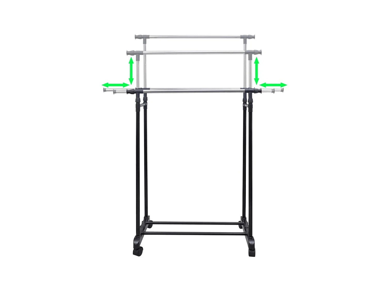 Cabides para roupas ajustáveis com 2 varões 2 pcs PT427852