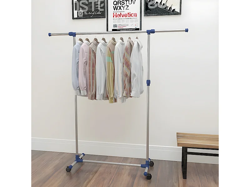 Porte-vêtements réglable Acier inoxydable 165x44x150 cm Argenté WVGQ9849