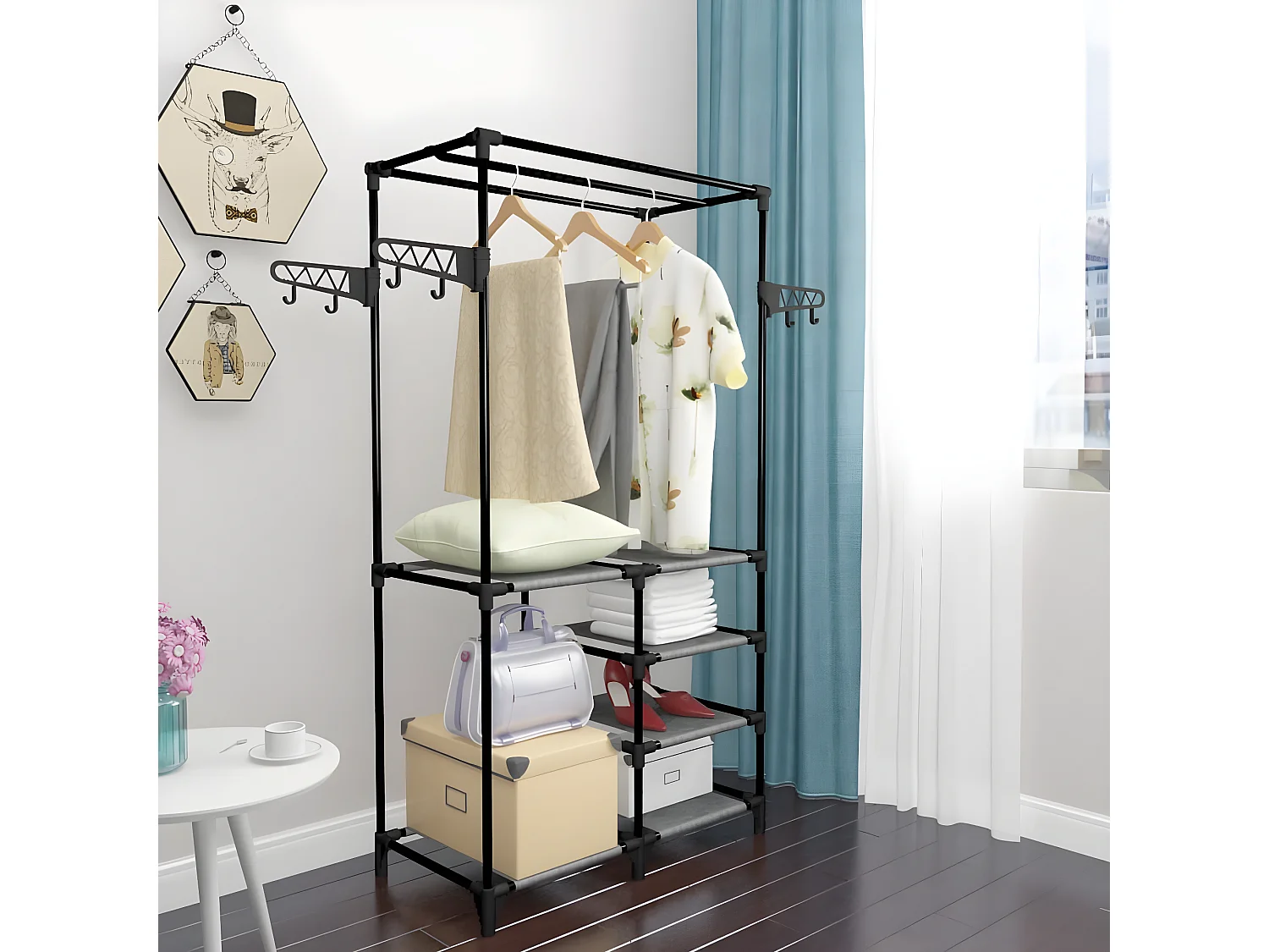 Porte-vêtements Acier et tissu non-tissé 87x44x158 cm Noir WVGQ5726