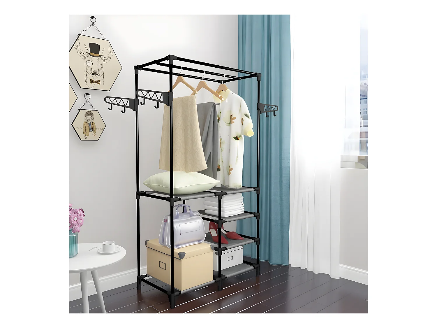 Porte-vêtements Acier et tissu non-tissé 87x44x158 cm Noir WVGQ5726